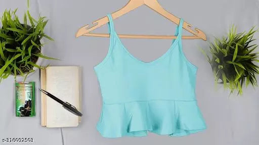 Women's Solid Cotton Rib Knit Crop Tank Top