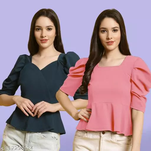 Clasic Casual Fashion Forward Women's Top - Pack of 2