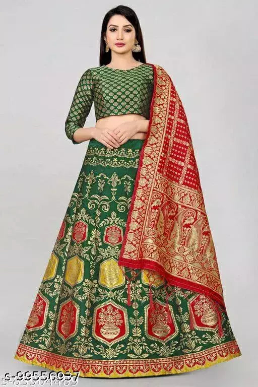 BANARASI LEHENGA CHOLI WITH BLOUSE (UN-STITCHED) BY VAIDIK ETHNIC