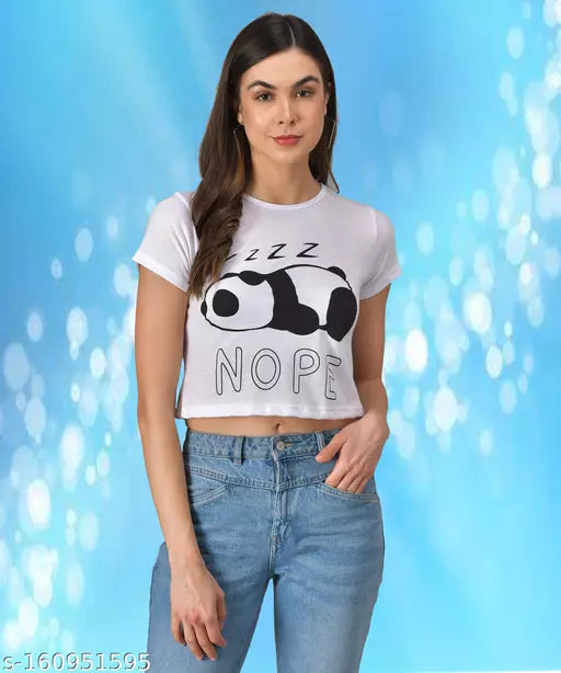 Vivient white Nope printed top for women and girls