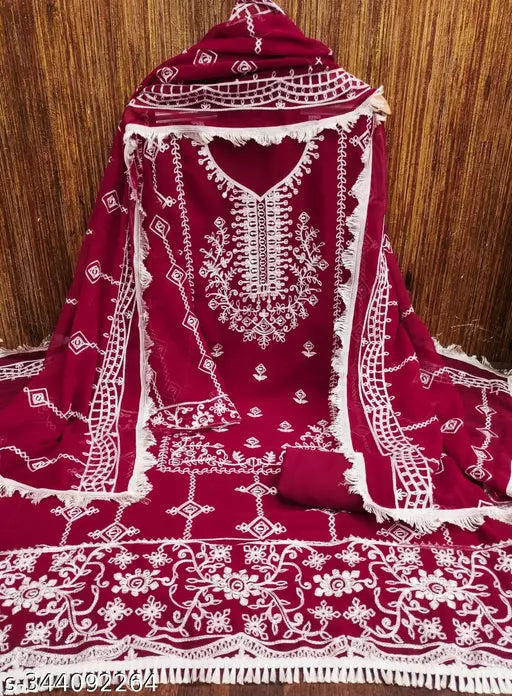 Georgette Dress Material For Womens With Embroidered Work On It