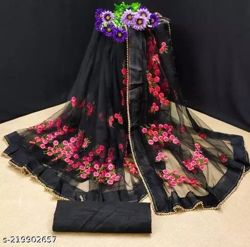 Fancy New Latest Embroidered Bollywood Net saree Black