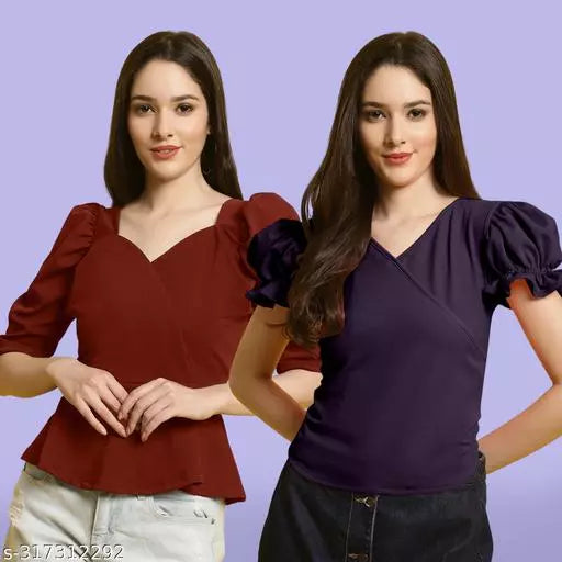 Clasic Casual Fashion Forward Women's Top - Pack of 2