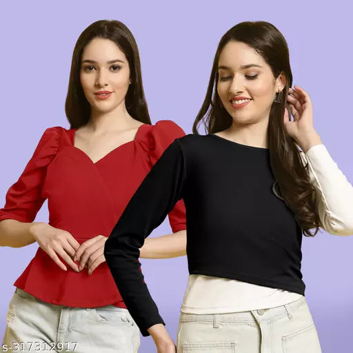 Clasic Casual Fashion Forward Women's Top - Pack of 2
