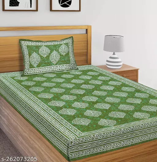 single cotton bedsheet with 1 pillow cover