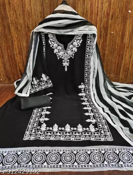 Women's Designer Suits Party Wear Black Georgette Salwar Suits & Dress Materials