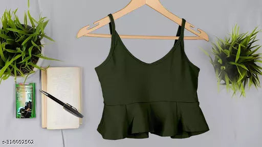 Women's Solid Cotton Rib Knit Crop Tank Top