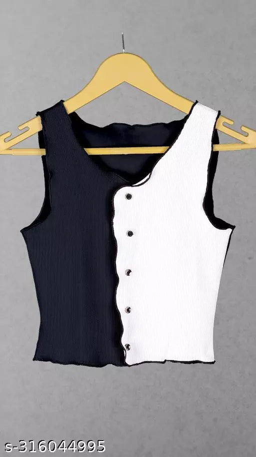 Women's Solid Cotton Rib Knit Crop Tank Top