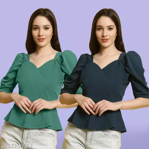 Clasic Casual Fashion Forward Women's Top - Pack of 2