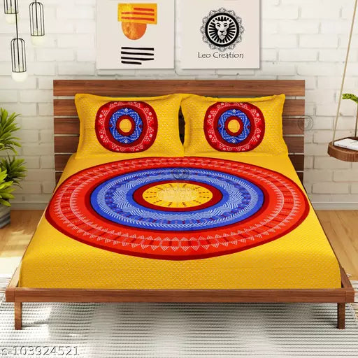 Double Pure Cotton Bedsheet With 2 Pillow Covers
