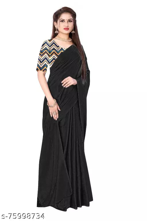 SARTIN SAREE WITH DIGITAL BLOUSE (UNSTITCHED)
