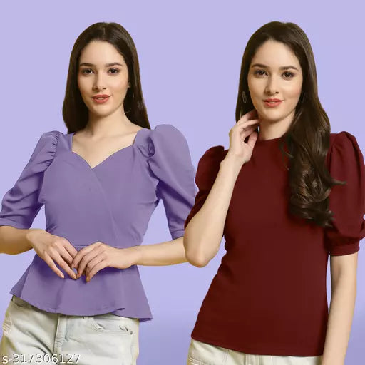 Clasic Casual Fashion Forward Women's Top - Pack of 2