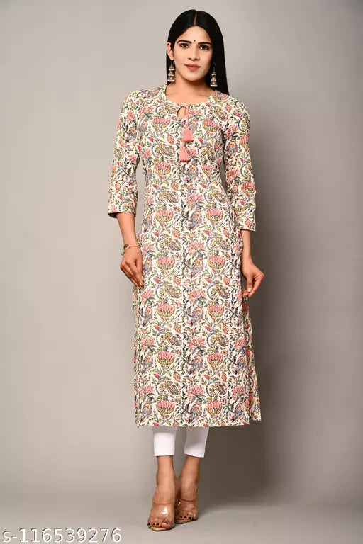 Swasti Women Printed Pure Cotton Straight Kurta