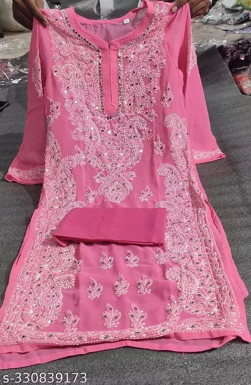MIRROR CHIKANKARI KURTI WITH INNER