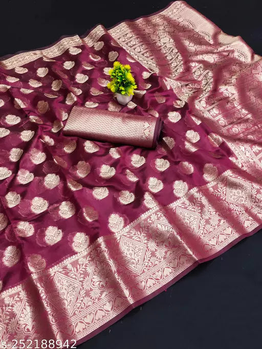 Morpich Fashion Top Dyed Organza Silk Saree