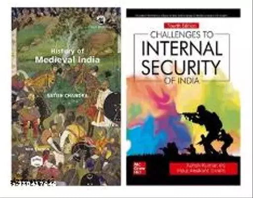 (Combo of 2 Books) Challenges to Internal Security of India ( English| 4th Edition) by Ashok Kumar and Vipul Anikant + History of Medieval India by Satish Chandra Complete Book in English Edition 2023