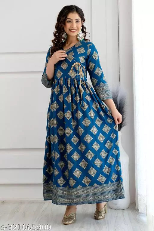Mialo fashion long angrakha kurta for women.