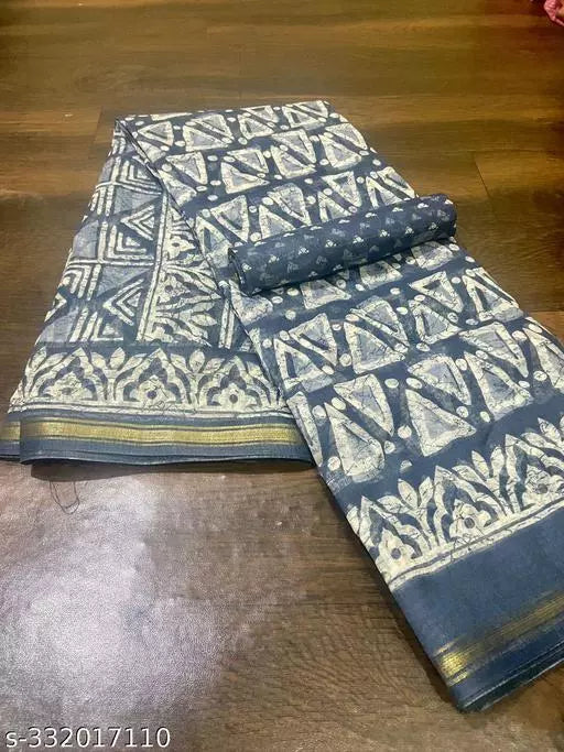 TRIO PRINTED COTTON BLENDED SAREE