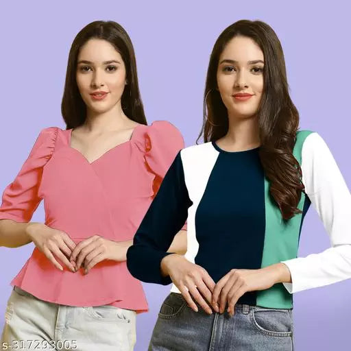Clasic Casual Fashion Forward Women's Top - Pack of 2