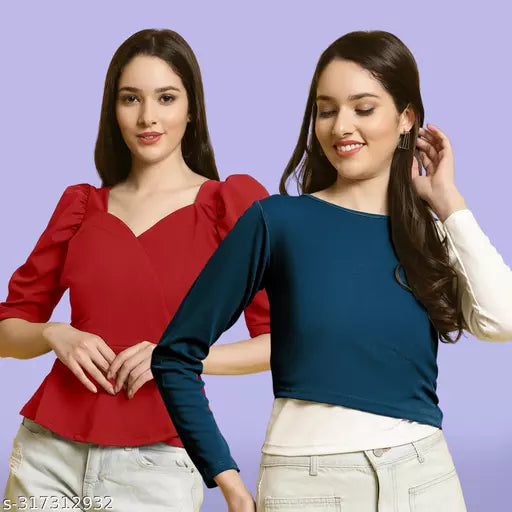 Clasic Casual Fashion Forward Women's Top - Pack of 2