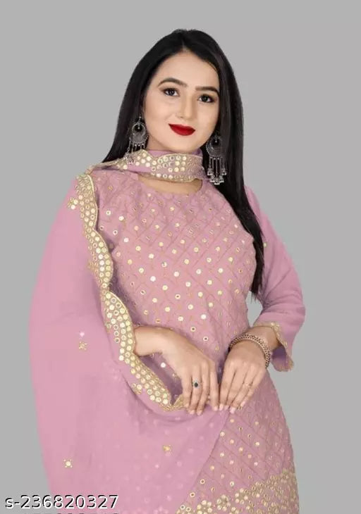 Aagyeyi Sensational Salwar Suits & Dress Materials Georgette 9mm Heavy sequence Work Wear Suit Like Party Wear Garara suit