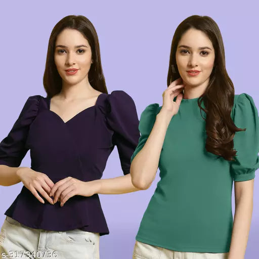 Clasic Casual Fashion Forward Women's Top - Pack of 2