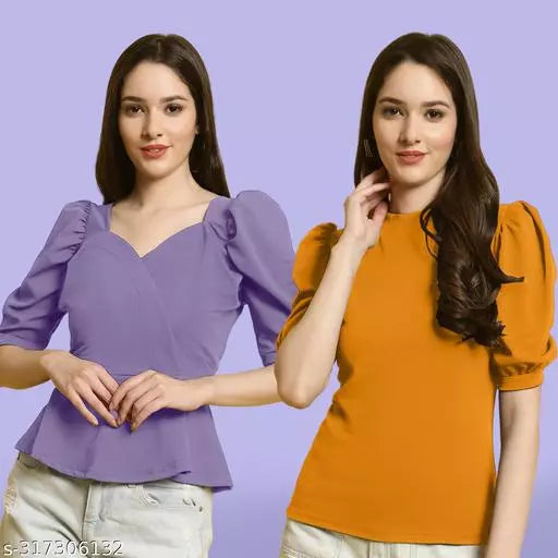 Clasic Casual Fashion Forward Women's Top - Pack of 2