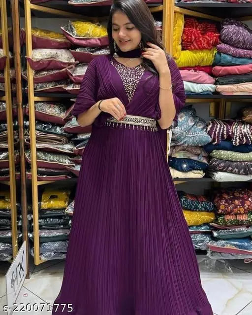 Women's Trending Look Gown Heavy Fox Georgette With Crush Work And