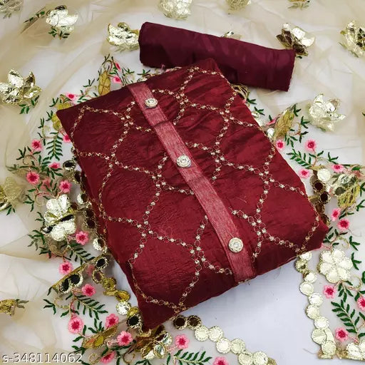 Embroidered Chanderi Dress Material