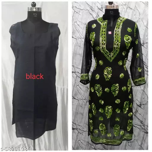 BLACK SHADED ROSE WITH INNER Kurtis