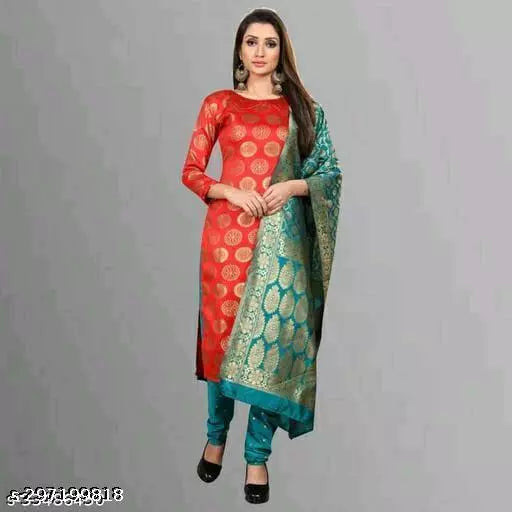 SUIT+RAMA SARKARI-RAMA BUTTI-RED GOLA TOP