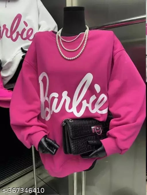 JKP COLLECTION Unisex Barbie Print Fabric Fleece For Outdoor & Indoor Sweatshirt Pink