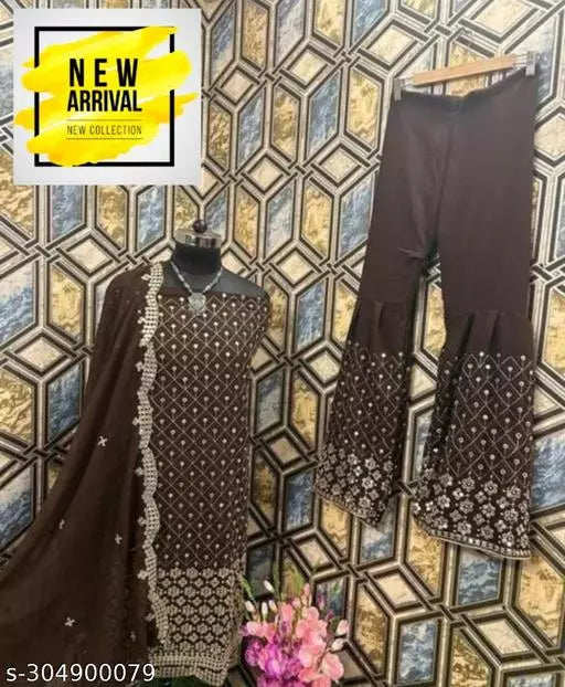 Aagyeyi Sensational Salwar Suits & Dress Materials New hit Fancy Garara Georgette 9mm Heavy sequence Work Wear Suit Like Party Wear Garara suit
