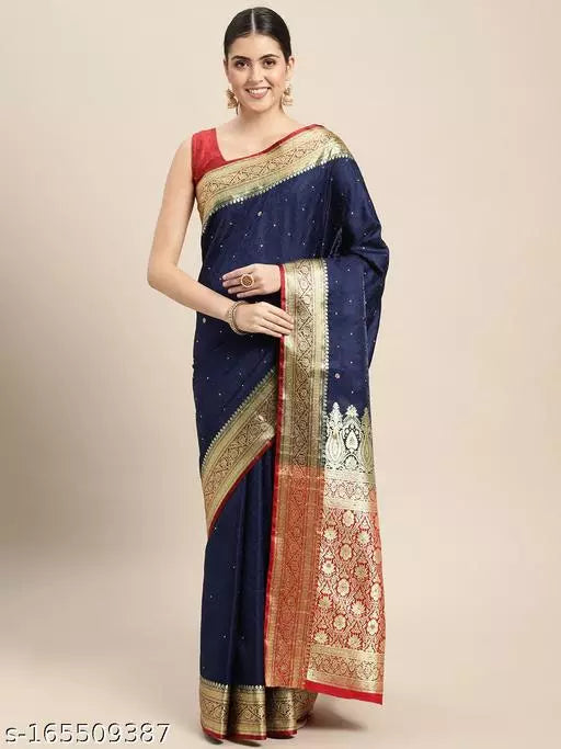 Banarasi Satin Silk Stone Work Saree With Heavy Pallu