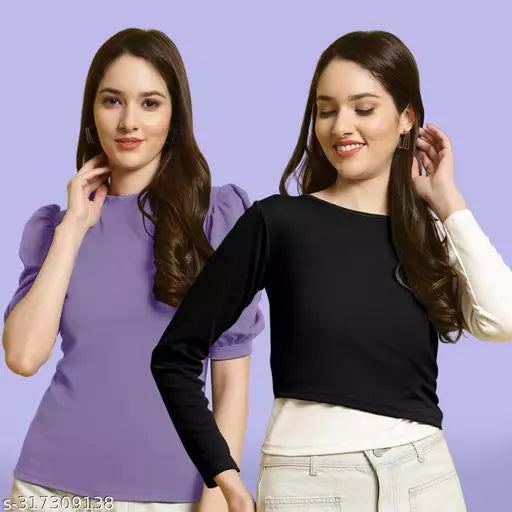Clasic Casual Fashion Forward Women's Tops - Pack of 2