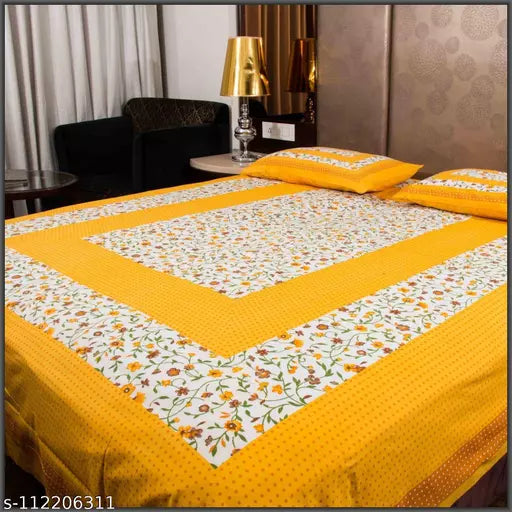 Jaipuri Pure Cotton Double Bedsheet With 2 Pillow Cover