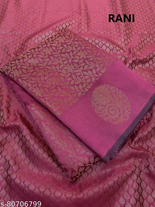 Beautiful Kanchi Semi Pattu Saree With Brocade Pallu Blouse.