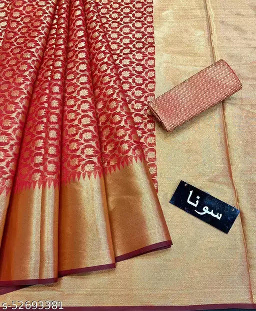 Banarasi Zari gold woven jaal saree