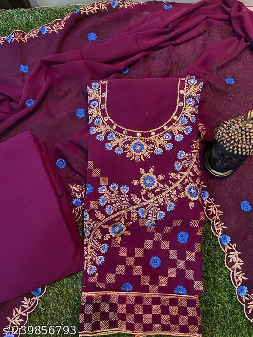 Georgette Party Wear Unstiched Salwar Suit And Dress Materials
