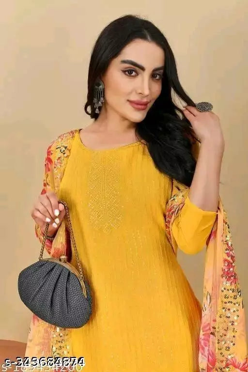 Georgette Dress Material For Womens With Embroidered Work On It