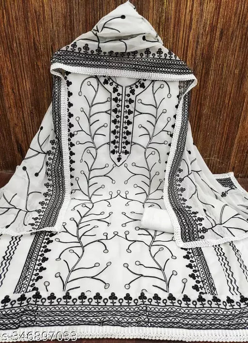Georgette Dress Material For Womens With Embroidered Work On It