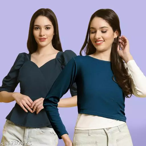 Clasic Casual Fashion Forward Women's Tops - Pack of 2