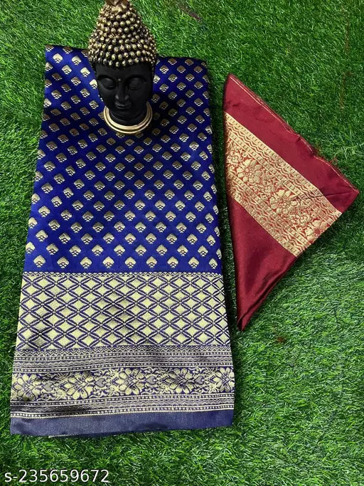 Best Deals Banarasi Sarees jacquard silk saree Wedding Wear Party Wear Daily Wear sarees Navy Blue Red