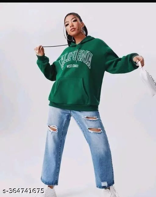 JKP COLLECTION Unisex Topi Green Califonia ji Fabric Fleece For Outdoor & Indoor Sweatshirt