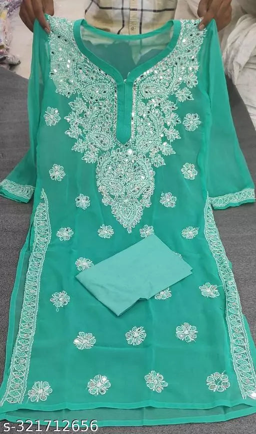 MIRROR CHIKANKARI KURTI WITH INNER