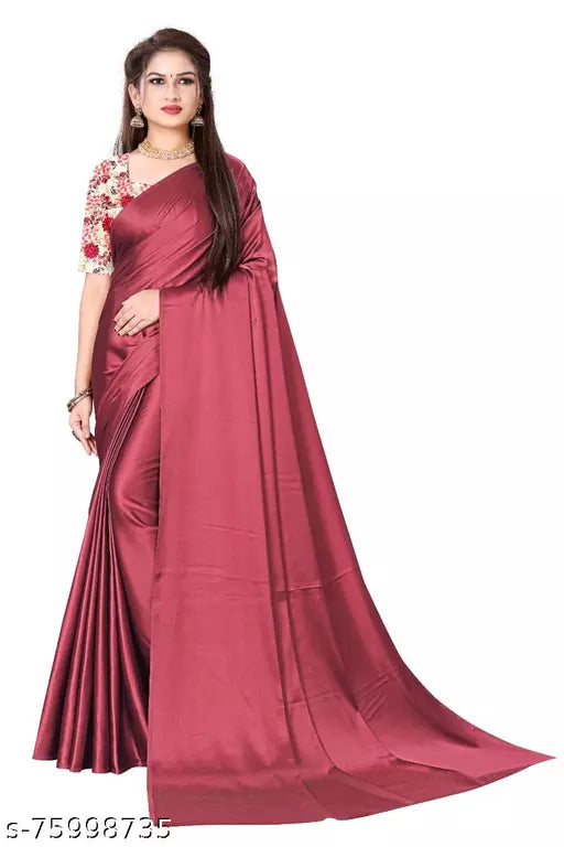 SARTIN SAREE WITH DIGITAL BLOUSE (UNSTITCHED)