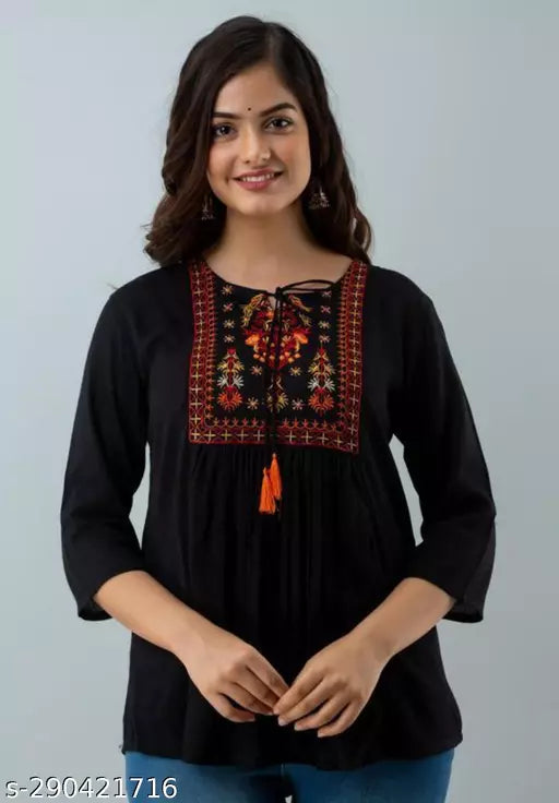 Rayon Embroidery Combo Girls Top