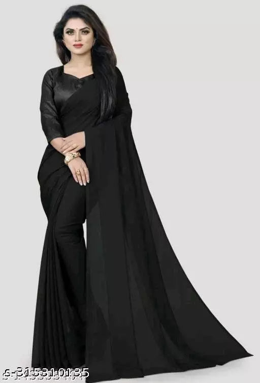Fancy Party Wear Sarees BLACK Colour Sarees with BY Kraddle