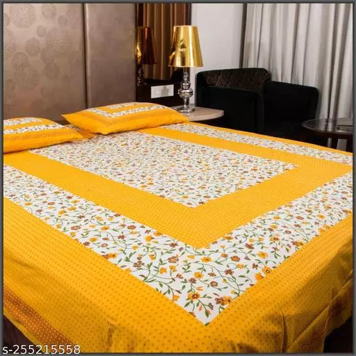 Jaipuri Pure Cotton Double Bedsheet With 2 Pillow Cover