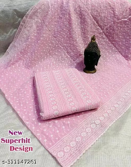 Womens PC Cotton Salwar suits & Dress Materials With All over Full Chikankari Work Fancy Bread Stones Thread Work